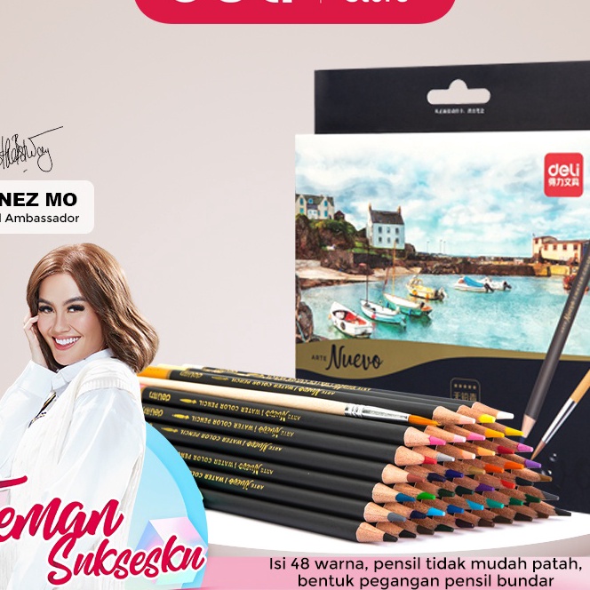 

[X㊛Z ㊛W> Deli pensil warna 24/36/48C watercolor dengan kuas non-toxic, dapat dicuci dan teknologi hybrid 65X0- paaling.laris.!