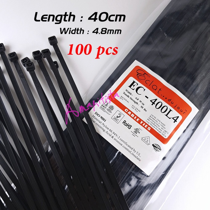 

Cable Ties / Sabuk kabel Eclat Hitam 400x4.8mm NYLON66 (100pcs)