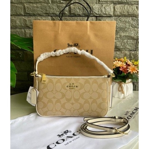 Terbaik.. Coach F58321 Top Handle Pouch Crossbody White ✾