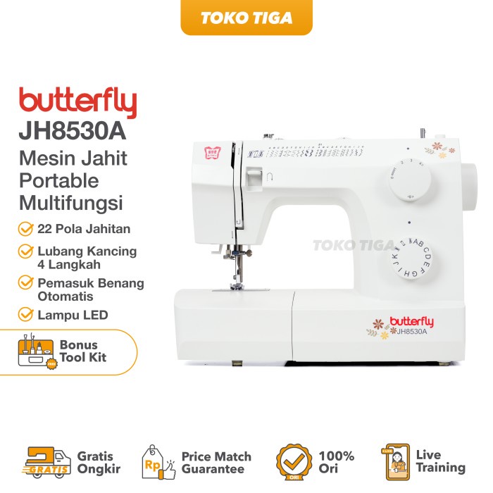 Mesin Jahit Butterfly Jh 8530 A / Jh8530A ( Multifungsi &amp; Portable ) Bestseller Mesin Jahit