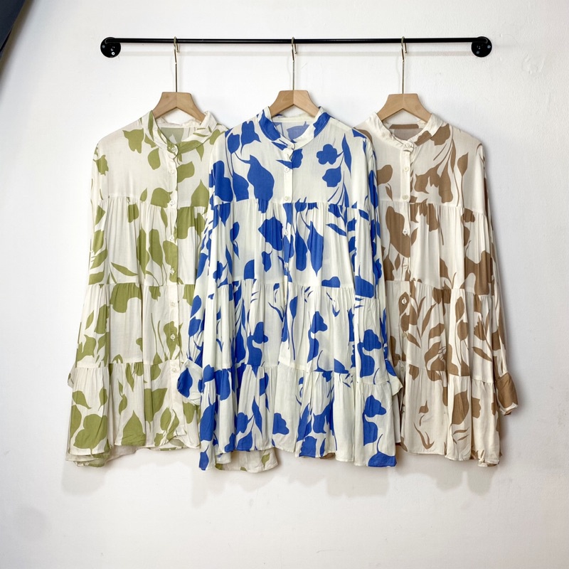 Blouse Wanita Kondangan Blouse Cewek Jumbo Bajuu Tshirt Lengan Panjang Dewasa Kemeja Bunga Seserahan