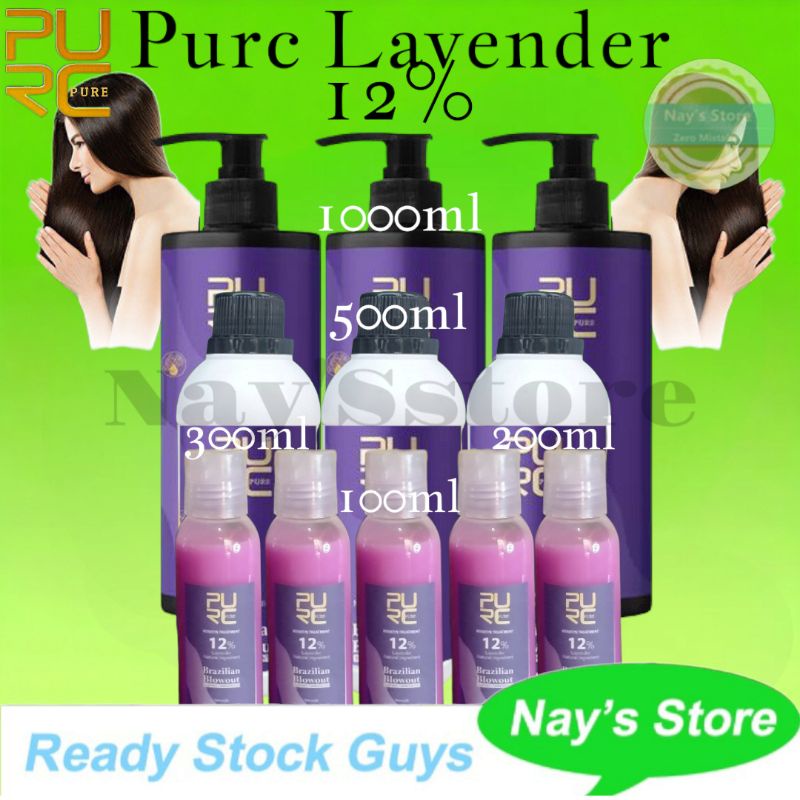 Lavender PURC Keratin 12% Pelurus Rambut Isi 200ml 300ml 500ml 1000ml COD PURE Brazilian TS