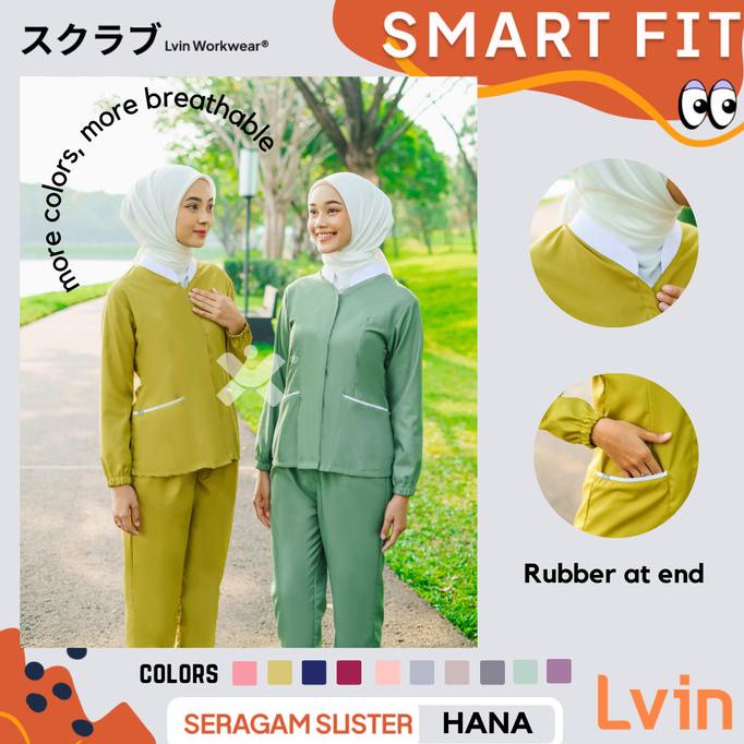 Lvin Baju Seragam suster Hana Series Long Sleeve / nanny uniform/serag