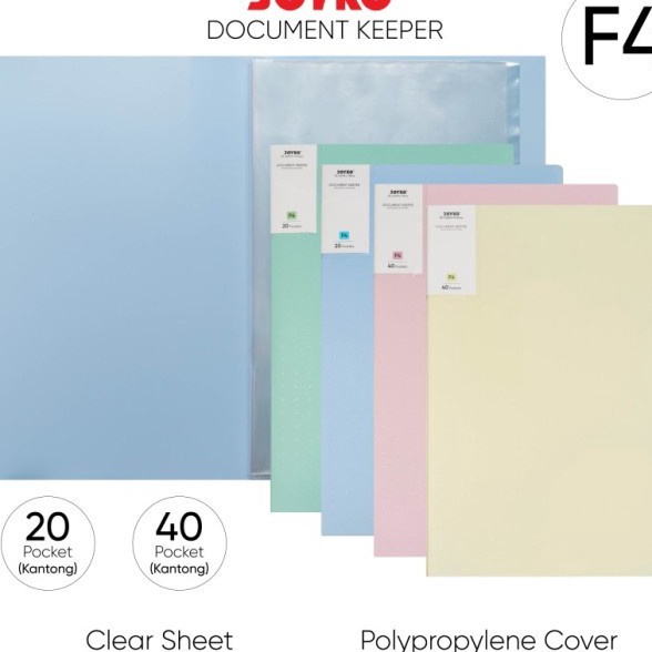 

[1G✓-B»] Document Keeper Joyko F4 20 Pocket Clear Holder Map File Dokumen/ super.keren..