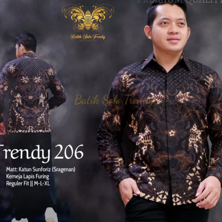 ✨SHOPEE MALL✨ MOTIF 206( FULL FURING )KEMEJA BATIK PRIA / BAJU BATIK PRIA LENGAN PANJANG HEM ATASAN 