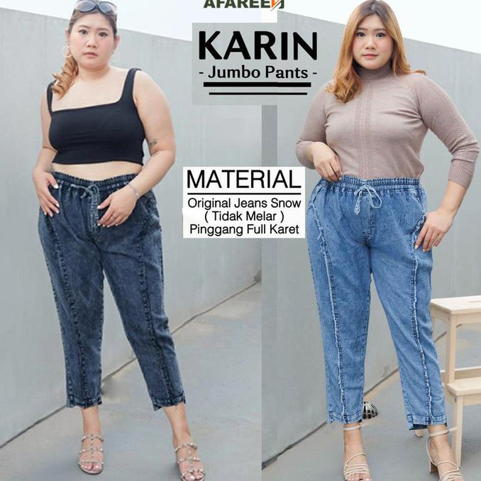 Baggy Jeans Wanita Big Size Boyfriend Denim Baggy Pants Jumbo