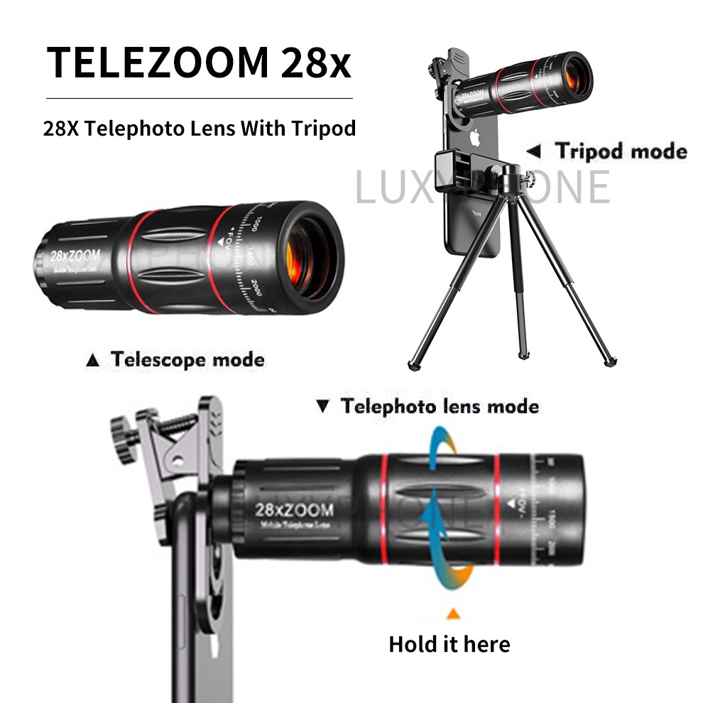 Lensa TeleZoom Hp Apexel 28x Zoom Lensa Zoom Hp TeleZoom Apexel 18x25 Dengan Tripod [KODE. C71J]