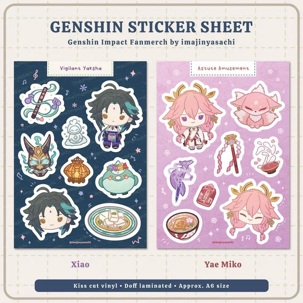 Belanja disini5b5Ap [ imajinyasachi ] Genshin Impact Sticker Sheet