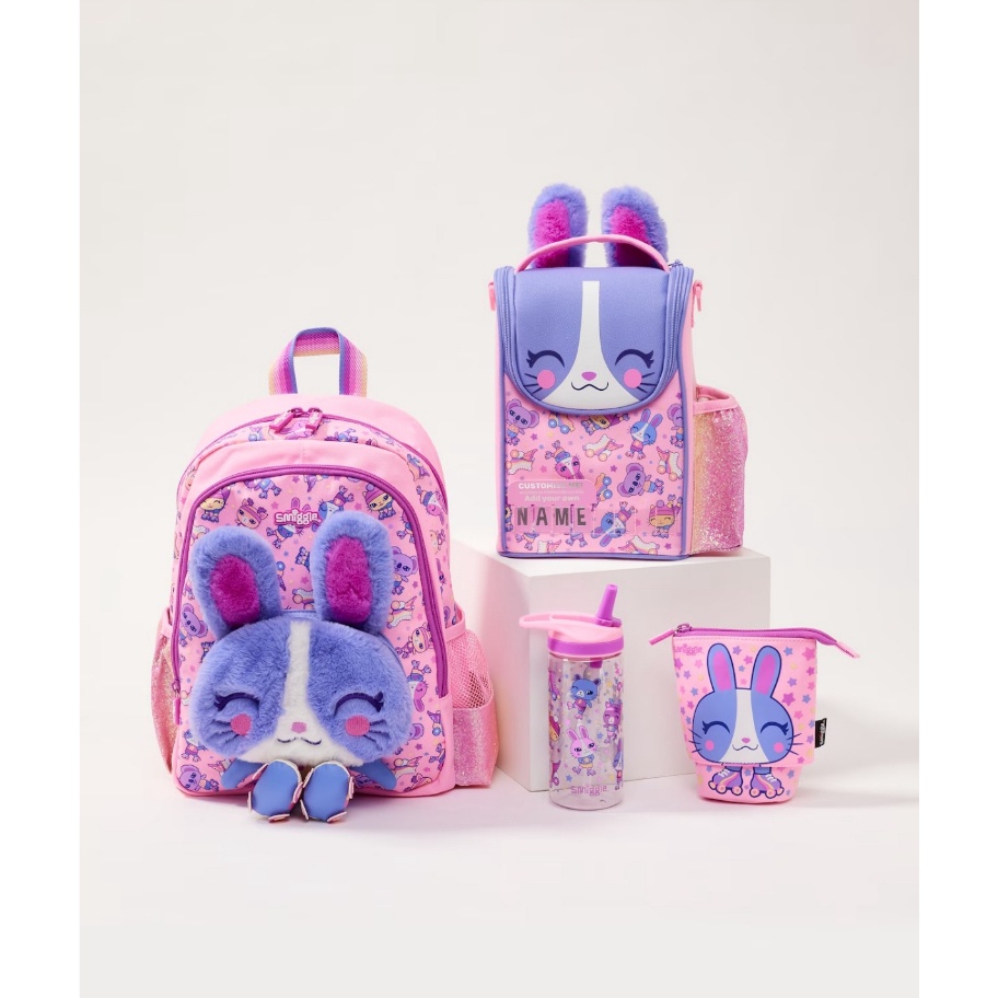 Ready Stock.. Smiggle Movin Junior Backpack Lunchbag Bunny Pink Purple