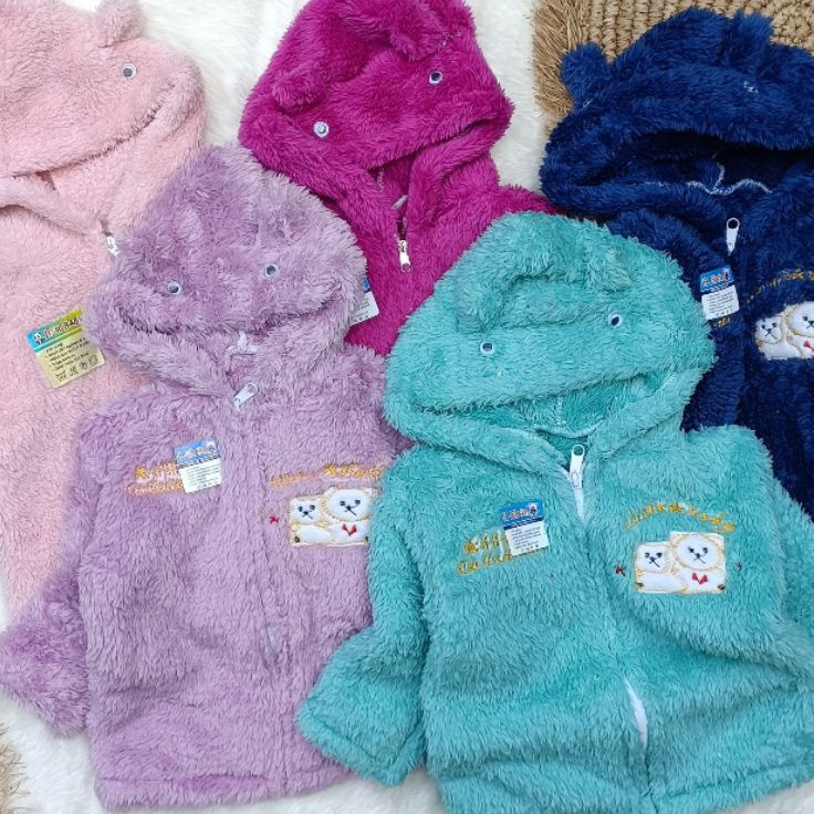 TerpopulerC7o2N Jaket bulu bayi telinga 3-24 bulan / jaket bulu murah / jaket bulu lembut / jaket bu