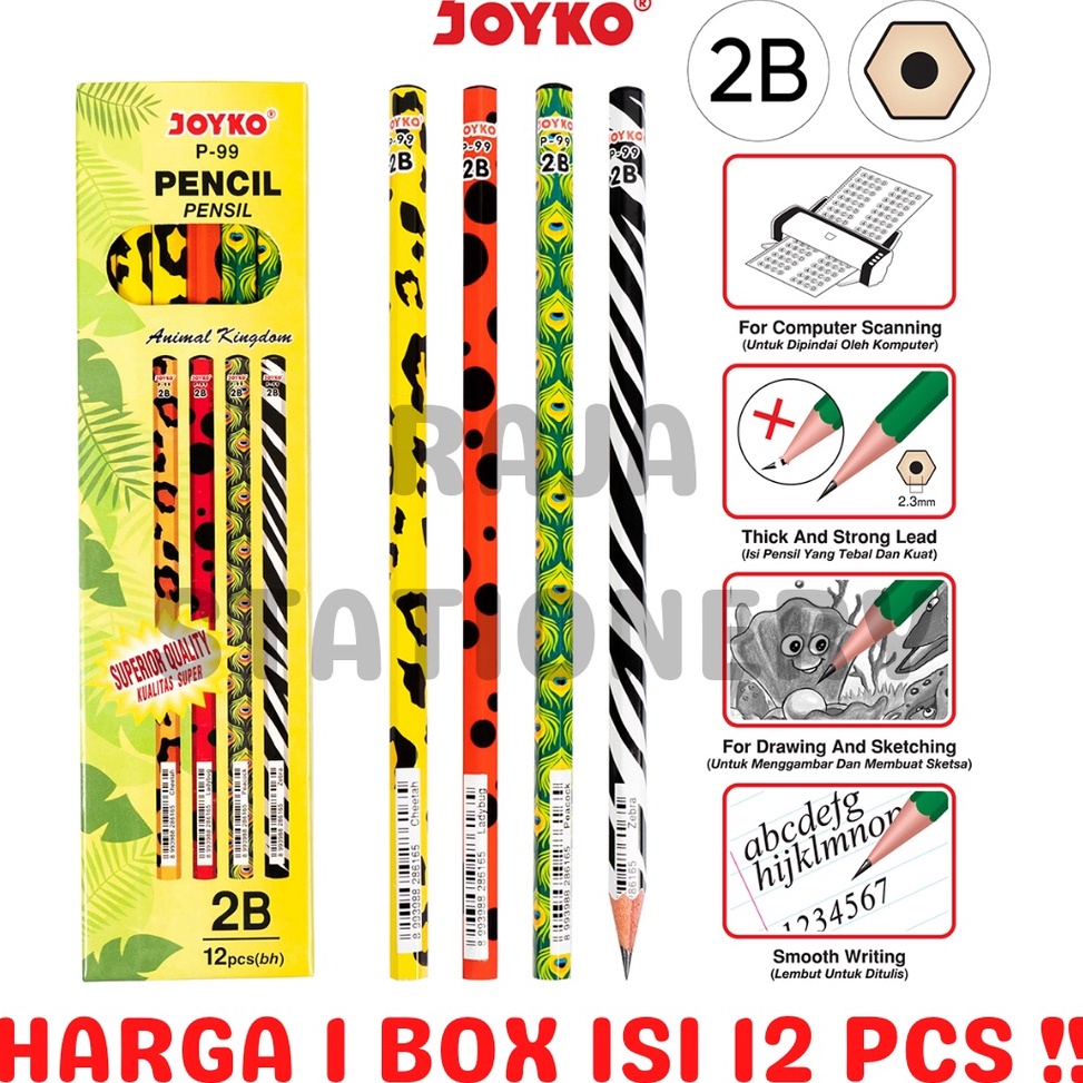 

81 JOYKO PENCIL PENSIL KAYU JOYKO 2B MOTIF HEWAN BINATANG P-99 [12PCS] ➻COD