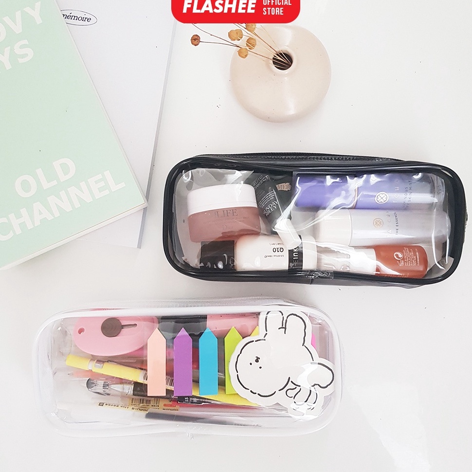

0R92 Tempat Pensil Transparan Kotak Pensil Lucu Dompet Pouch PVC Resleting Kapasitas Besar Organizer Pouch Multifungsi Simple Minimalis Aesthetic jsni9