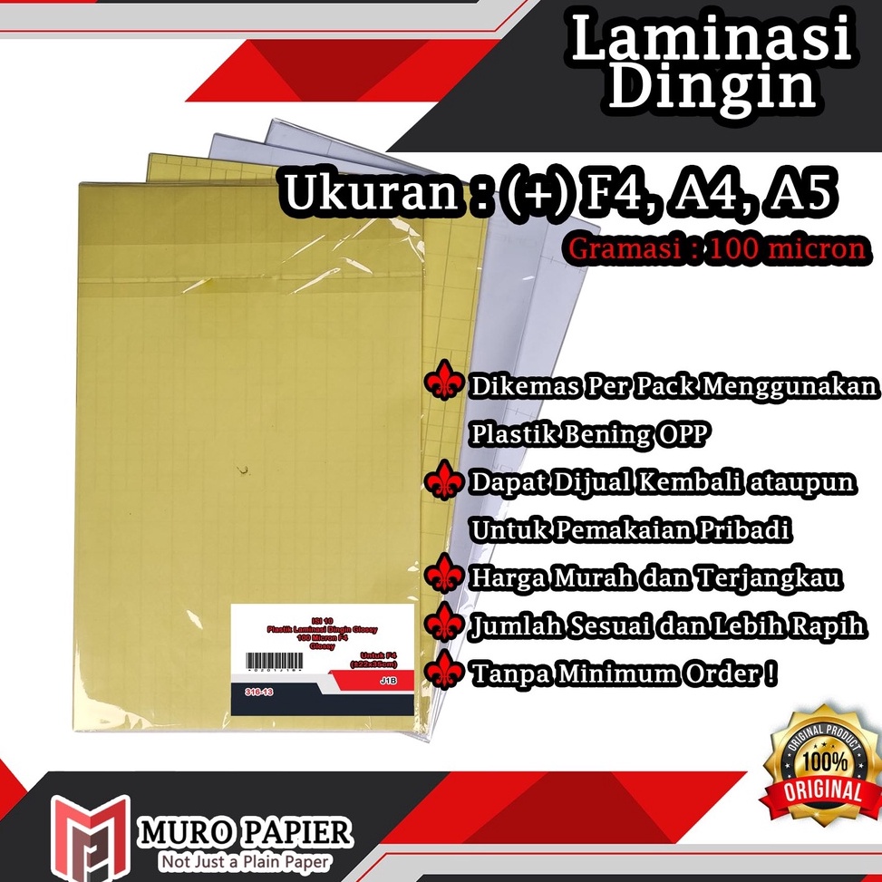 

FE5458 ( PER PAK - ISI 10 ) Laminasi Dingin Glossy dan Doff F4 A4 A5 - by Muro Papier v9qqf