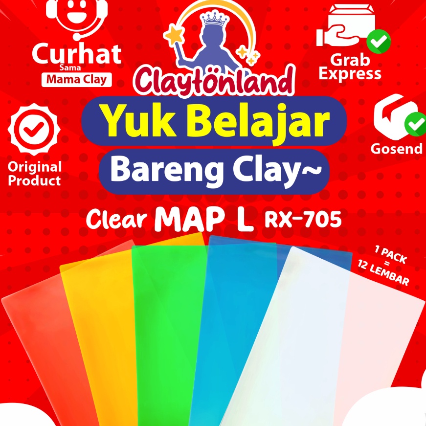 

[NE➸-H☎] 12Pcs Map-L / Map L / File Plastik REX Bening Transparan Warna / Clear Sleeves Folio F4 (1PAK)/ berkualitas.!