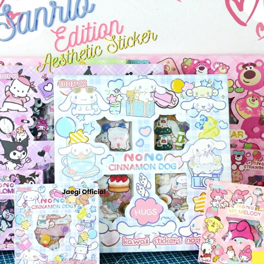 

[BT-✮➸1] JAEGi - Premium Sanrio Sticker Small Box isi 100 Pcs Aesthetic Waterproof Stickerterrviral!