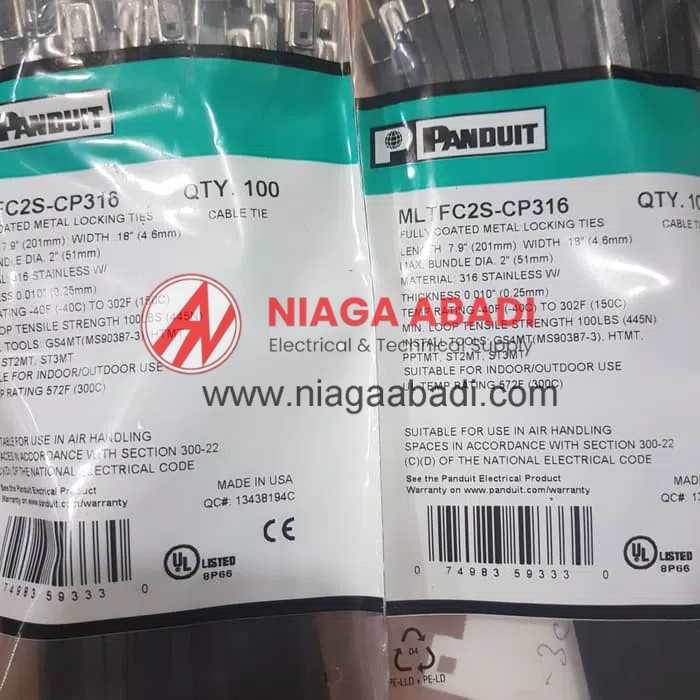 

Bestseller Panduit Fully Coated Cable Ties L: 7.9 W: 0.16 Mltfc2S-Cp316 @100 Pcs