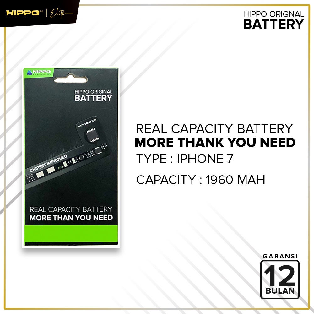 Hippo Baterai Baterry 100% ORI iPhone 7 1960Mah Original Batere Premium Batu Batre Batrai Handphone