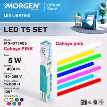 Lampu LED T5 Batten 5Watt Cahaya Pink - Morgen