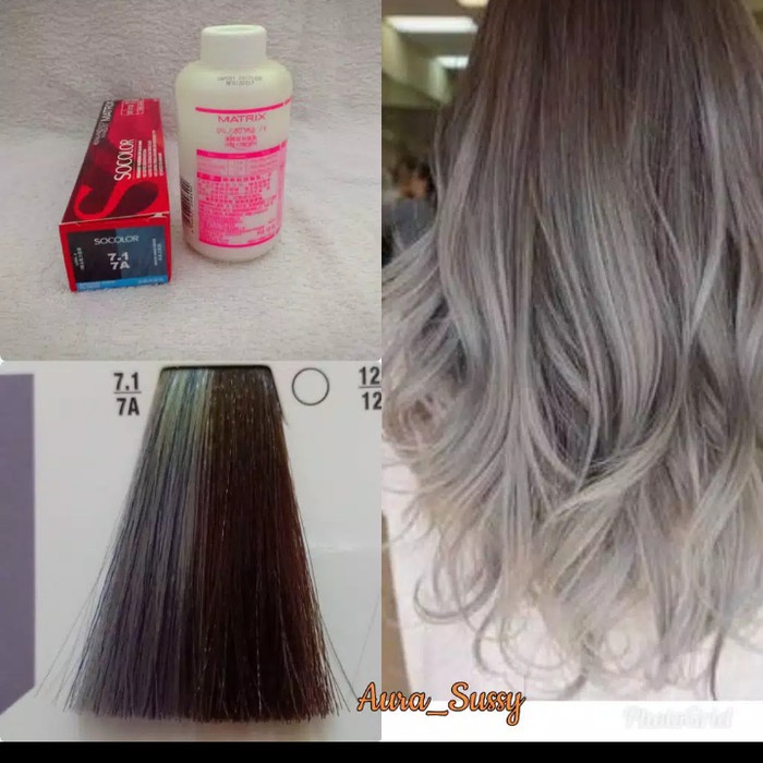 CAT rambut matrix socolor 7.1/7A medium cool blonde grey plus oxidant