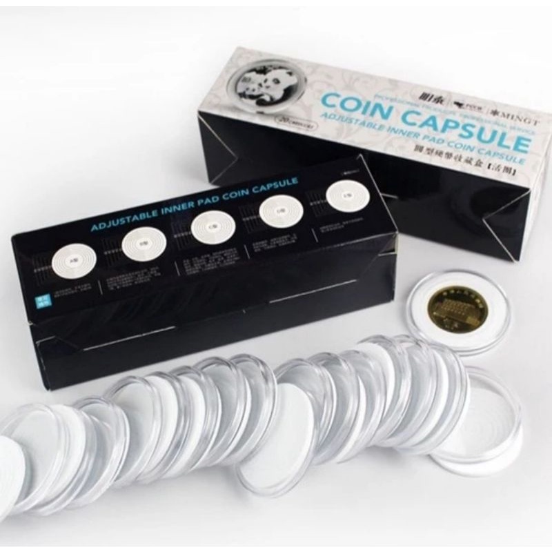 Pelindung koin Kapsul coin bulat pccb mingt 46 mm transparan busa