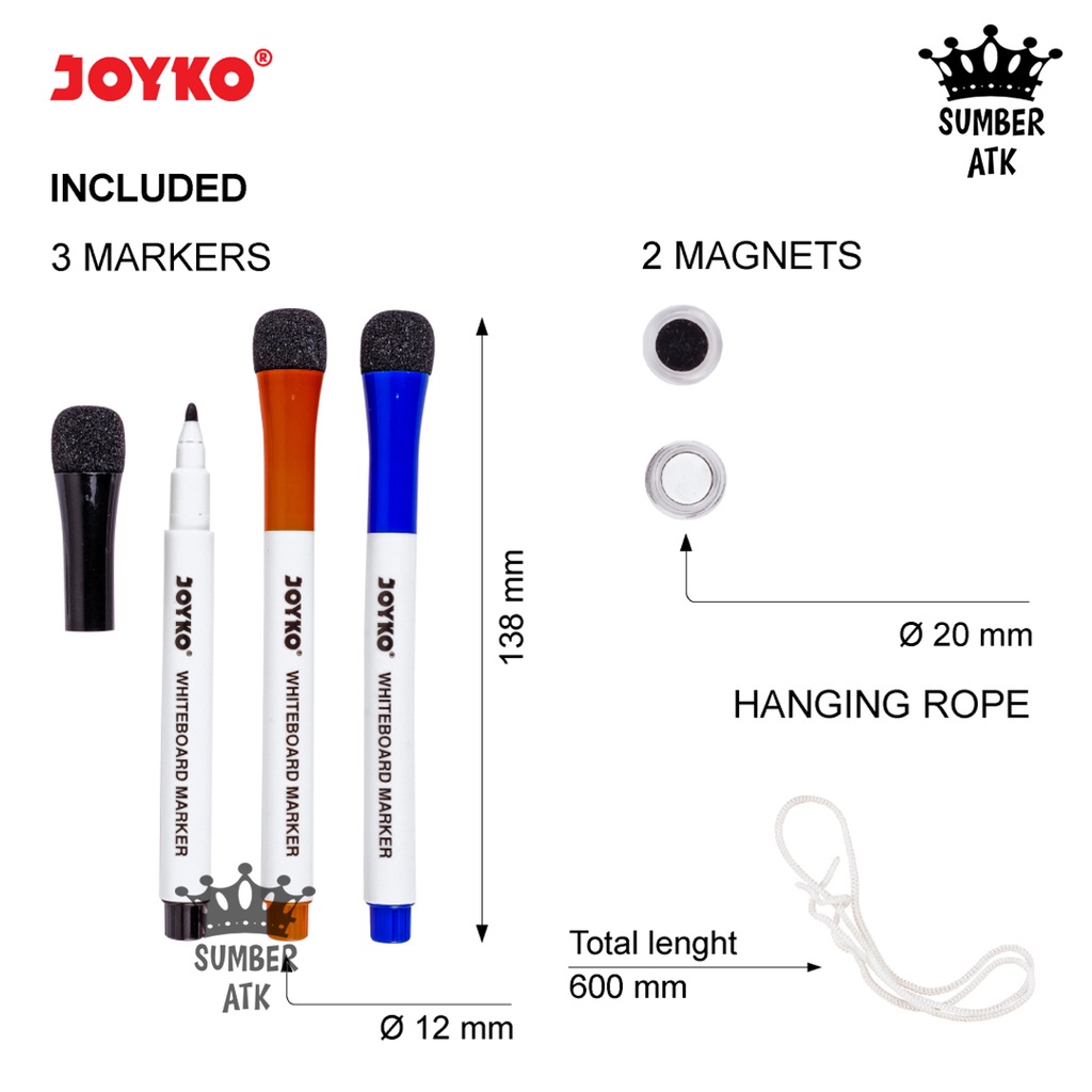 

Whiteboard Set Papan Tulis Putih Joyko Wbs-10
