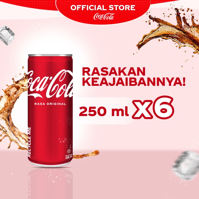 

Coca-Cola Original - Minuman Soda Rasa Kola - Kaleng 250ml - x6 Pcs