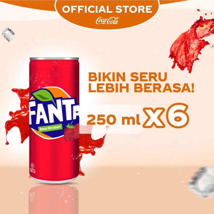 

Fanta Strawberry - Minuman Soda Rasa Stroberi - Kaleng 250ml - x6 Pcs