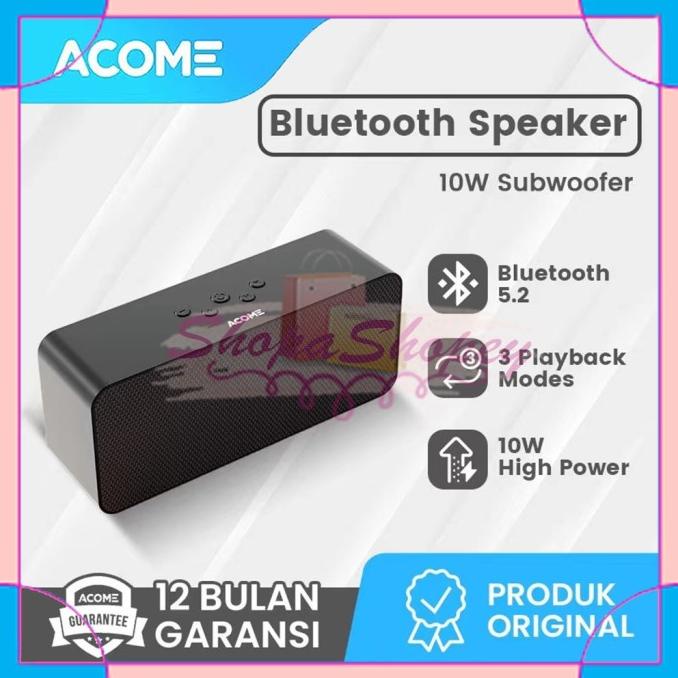 Speaker Bluetooth ACOME A16 Super Bass 10W High Power Garansi 1 Tahun