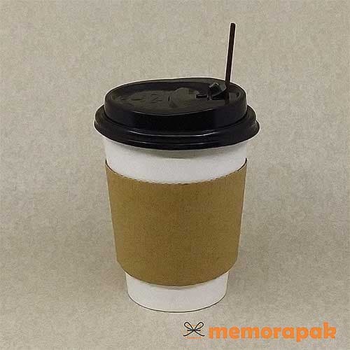 Terlaris Paper Cup 12 Oz - Hot Cup + Tutup Hitam + Stirrer + Sleeve