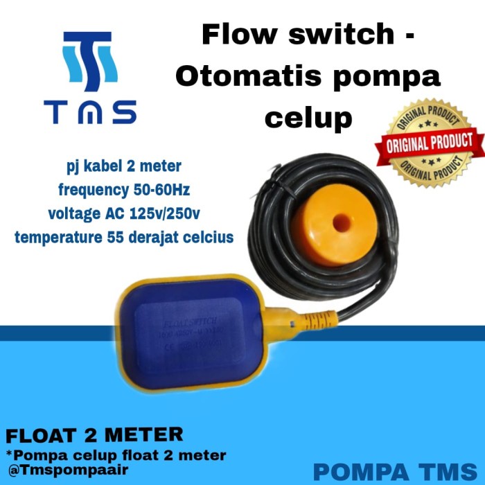 FLOAT SWITCH FLOATING POMPA CELUP 2 METER SWITCH OTOMATIS FLOAT POMPA
