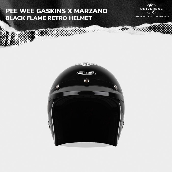 Pee Wee Gaskins X Marzano Black Flame Retro Helmet