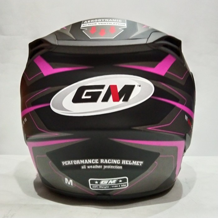 Helm Gm Fighter Motif Gv2 Black Dof Pink Helm Half Face