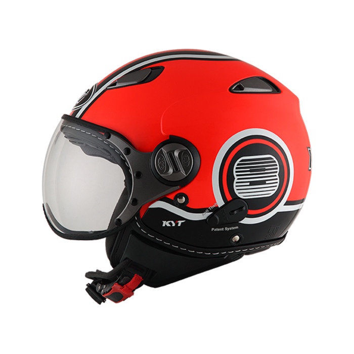 Helm Kyt Elsico Red Solid Half Face Merah Retro Classic