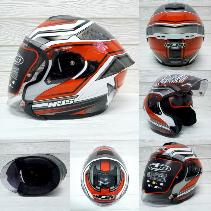Njs Kairoz Dv Zenith Hitam Merah Silver Blue Glosy/Doff Helm Half Face
