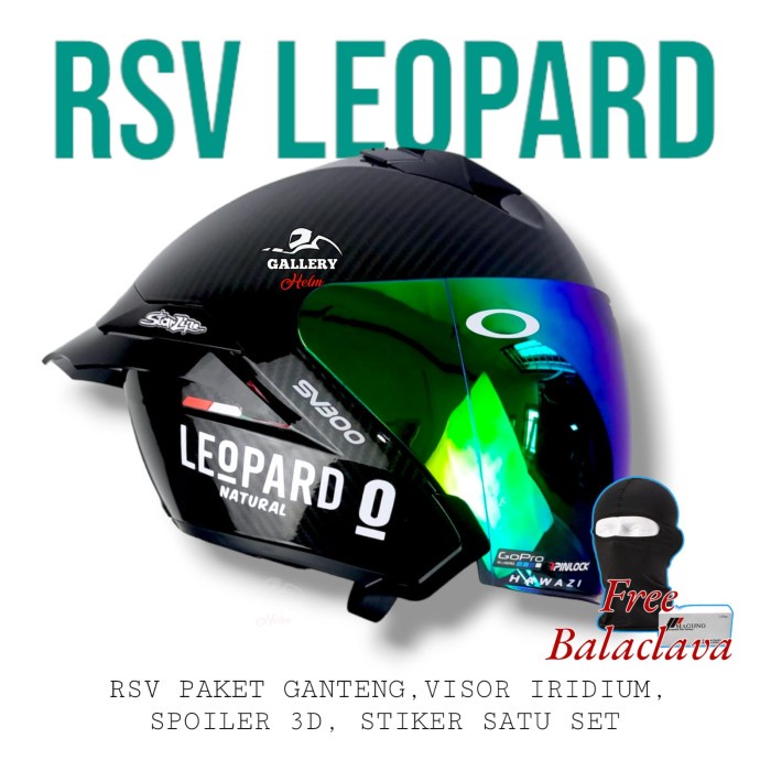 Rsv Sv300 Leopard Paket Ganteng Carbon Glossy Helm Rsv Half Face