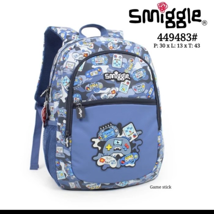 ✿KOP✿ Smiggle Tas Ransel Sekolah Anak/ Smiggle Ori Backpack  Game Blue/ Kado TERBATAS