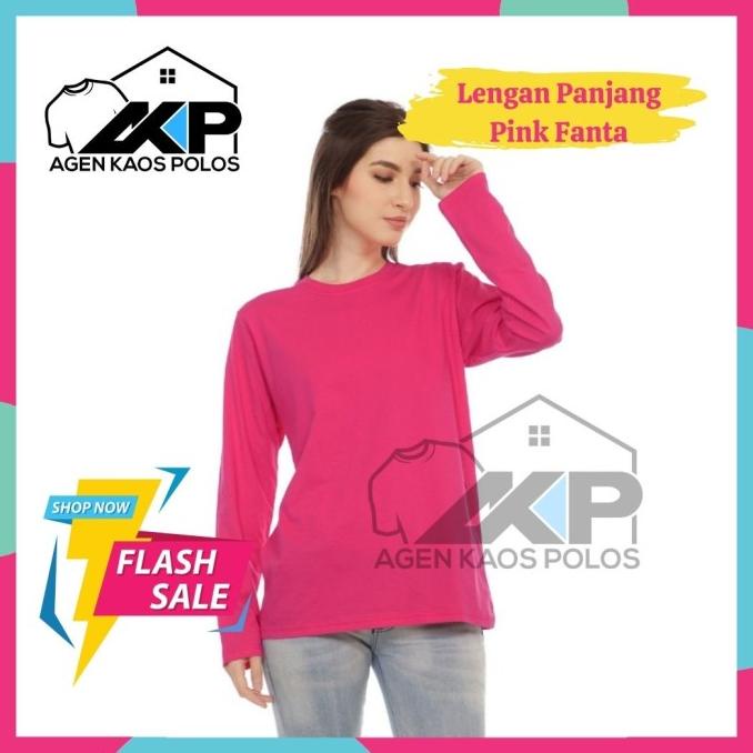 Kaos Polos Lengan Panjang Cotton Combed 24s - PINK FANTA