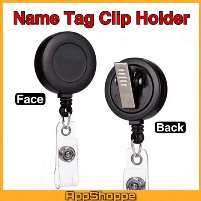 

!!!!!!] Name Tag Clip Retractable ID Card Holder ALL BLACK BISA PUTAR