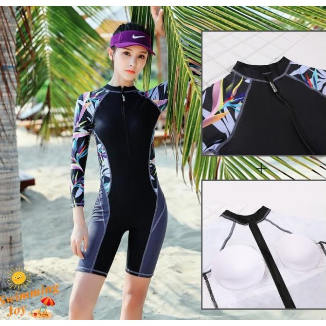 Baju Renang Wanita One Piece Jumpsuit Swimwear Dewasa Lengan Panjang
