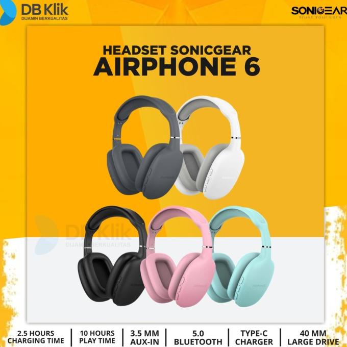 SALE Headset SonicGear Airphone 6 Bluetooth 5.0 - Headphone Airphone 6 TERMURAH