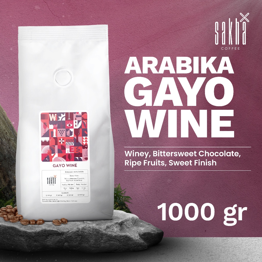 

Kopi Arabika Gayo Wine Arabica Coffee 1Kg Sakha Roastery Biji Bubuk Coffe