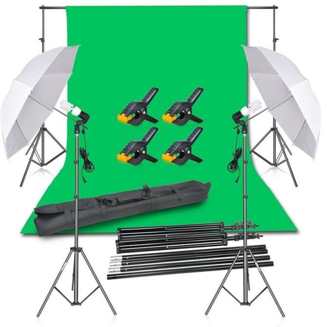 BARU  Paket Lengkap Background Mini Studio Lighting Payung