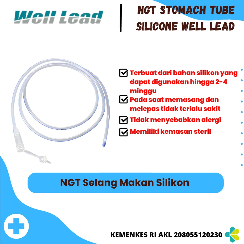 NGT Silicone Stomach Tube Well Lead / NGT Selang Makan Silikon No 16 18