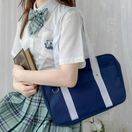 tas sekolah jepang japan school bag navy blue cosplay tas bahu jinjing