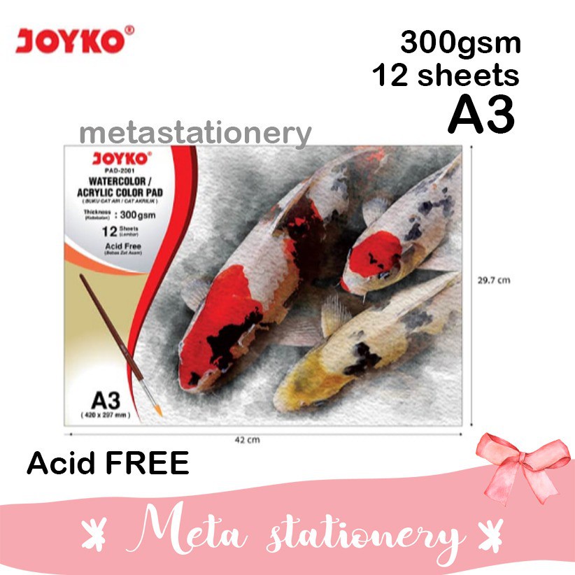 

Watercolor Pad / Buku Cat Air Akrilik Joyko Pad-2001 A3 300 Gsm (12Sheets)
