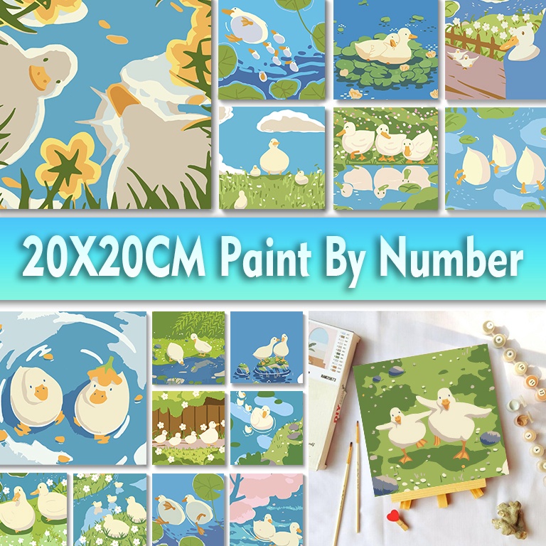 

Check Here Paint By Number 20x20cm DIY Paint Kit with Frame Digital Painting Duck Series