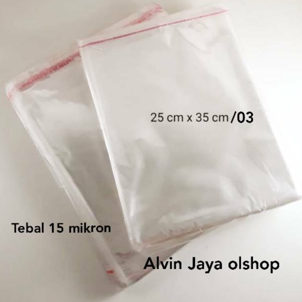 

Cuma hari ini Plastik tipis seal lem OPP Baju 25 x 35 cm / 03 dan 25 x 37 cm / 03 isi 100 lembar dengan tebal 15 micron