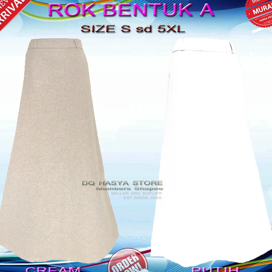 JSWS2067  Rok Model A Panjang Putih  Formal Kerja Kantor / Rok A-line Maxi Muslim Jumbo