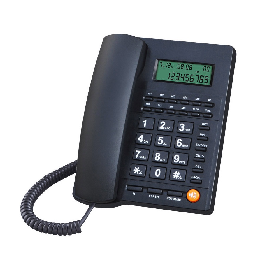 Telepon rumah dengan indikator LED, telepon rumah yang dipasang di dinding desktop untuk rumah,