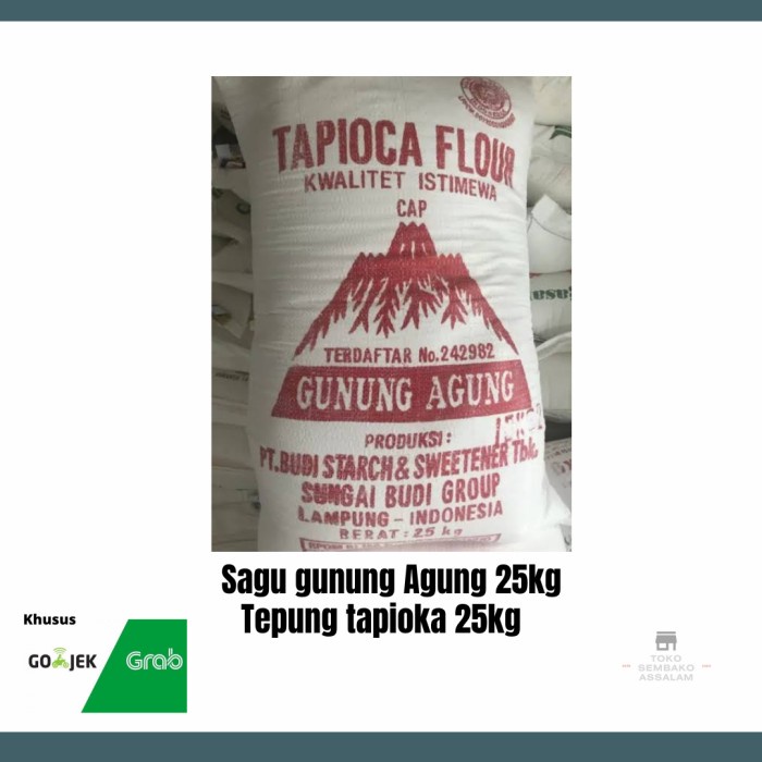 

Terlaris Sagu Gunung Agung 25Kg / Tepung Tapioka Gunung 25Kg